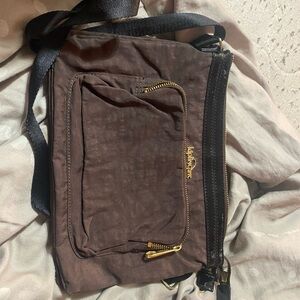 Kipling Brown Shoulder Bag with Black and Gold Details